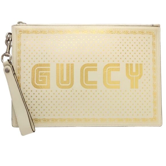 GUCCI Ivory Leather Clutch Bag - Picture 1 of 10